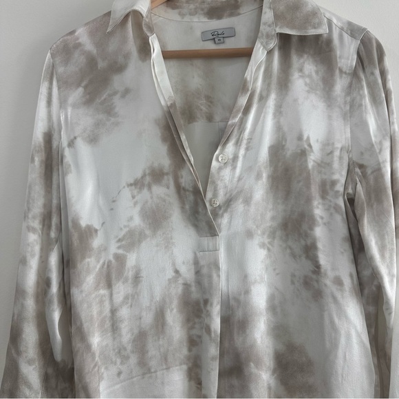 Rails Nissa satin popover blouse in Ivory storm V neck white grey XS satin - Picture 5 of 9